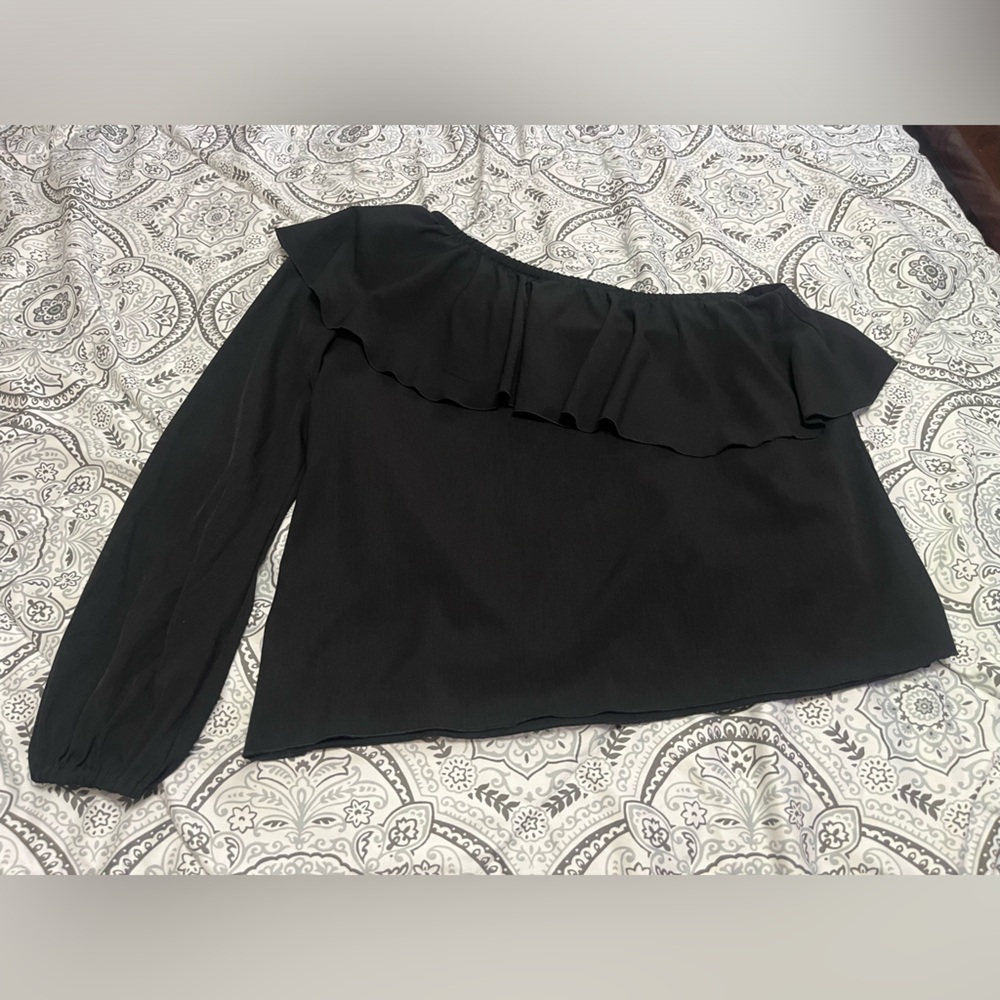 7 for All Mankind Elegant Black Ruffle Women's Top